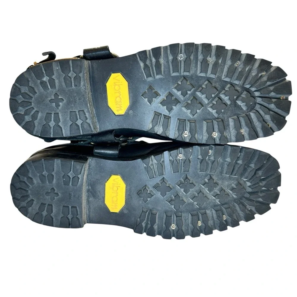 Xelement Men's 10 M Black Leather Eagle Harness Motorcycle Boots Vibram Sole